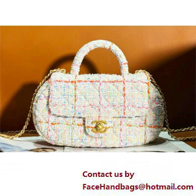 chanel Tweed & Gold-Tone Metal Multicolor Small Bag with Top Handle AS4573 2024